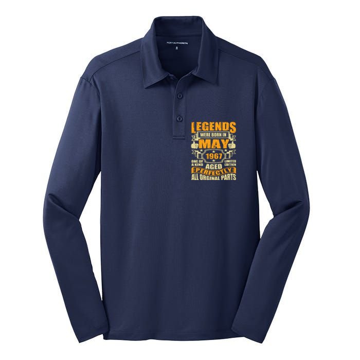 57 Years Old Legends Were Born In May 1967 57th Birthday Silk Touch Performance Long Sleeve Polo