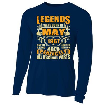 57 Years Old Legends Were Born In May 1967 57th Birthday Cooling Performance Long Sleeve Crew