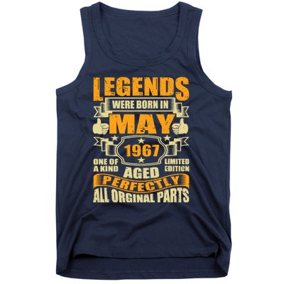 57 Years Old Legends Were Born In May 1967 57th Birthday Tank Top