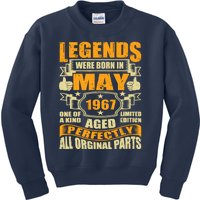 57 Years Old Legends Were Born In May 1967 57th Birthday Kids Sweatshirt