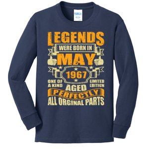 57 Years Old Legends Were Born In May 1967 57th Birthday Kids Long Sleeve Shirt