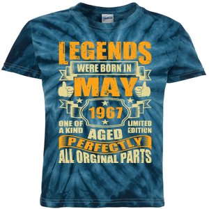 57 Years Old Legends Were Born In May 1967 57th Birthday Kids Tie-Dye T-Shirt