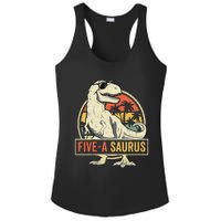 5 Year Old Dinosaur Birthday 5th T Rex Dino Five Saurus Ladies PosiCharge Competitor Racerback Tank