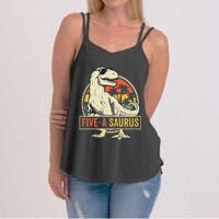 5 Year Old Dinosaur Birthday 5th T Rex Dino Five Saurus Women's Strappy Tank