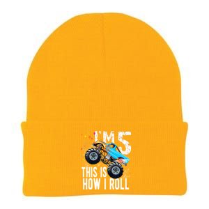 5 Year Old Gift Cool 5th Birthday Boy Gift For Monster Truck Car Lovers Knit Cap Winter Beanie