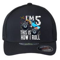 5 Year Old Gift Cool 5th Birthday Boy Gift For Monster Truck Car Lovers Flexfit Unipanel Trucker Cap