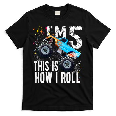 5 Year Old Gift Cool 5th Birthday Boy Gift For Monster Truck Car Lovers T-Shirt