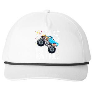 5 Year Old Gift Cool 5th Birthday Boy Gift For Monster Truck Car Lovers Snapback Five-Panel Rope Hat