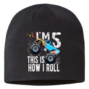 5 Year Old Gift Cool 5th Birthday Boy Gift For Monster Truck Car Lovers Sustainable Beanie