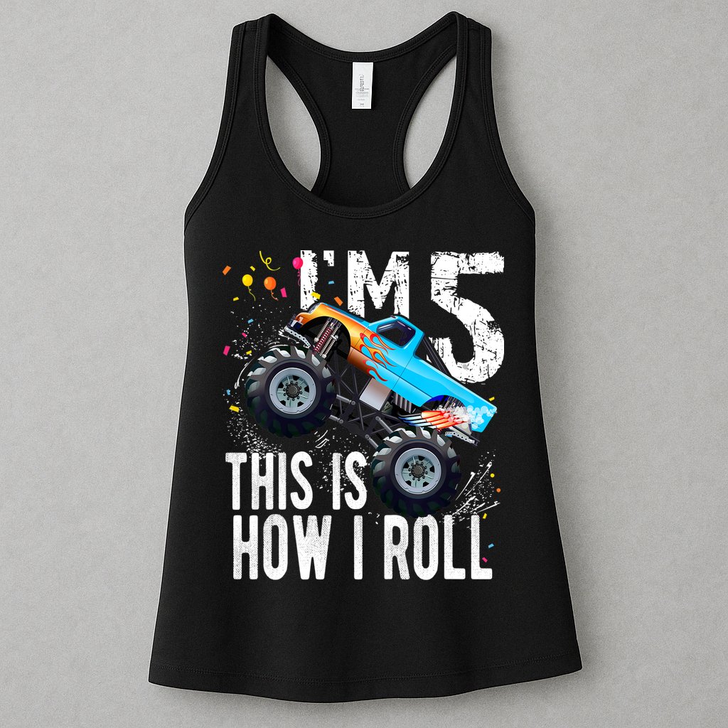 5 Year Old Gift Cool 5th Birthday Boy Gift For Monster Truck Car Lovers Womens Tank Top
