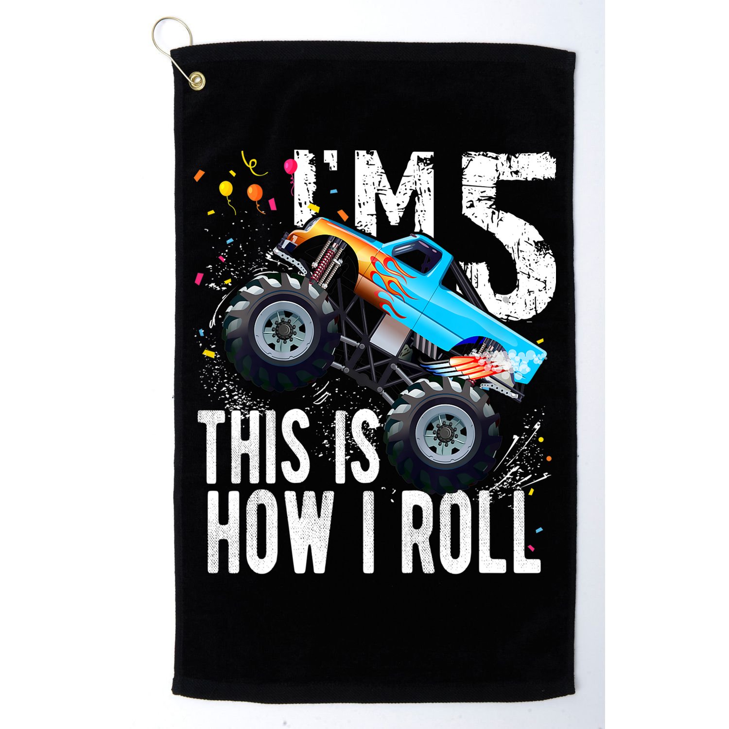 5 Year Old Gift Cool 5th Birthday Boy Gift For Monster Truck Car Lovers Golf Towel