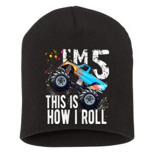 5 Year Old Gift Cool 5th Birthday Boy Gift For Monster Truck Car Lovers Short Acrylic Beanie