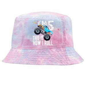 5 Year Old Gift Cool 5th Birthday Boy Gift For Monster Truck Car Lovers Tie-Dyed Bucket Hat