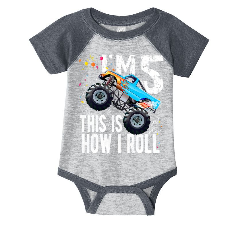 5 Year Old Gift Cool 5th Birthday Boy Gift For Monster Truck Car Lovers Infant Baby Jersey Bodysuit