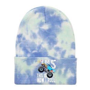 5 Year Old Gift Cool 5th Birthday Boy Gift For Monster Truck Car Lovers Tie Dye 12in Knit Beanie