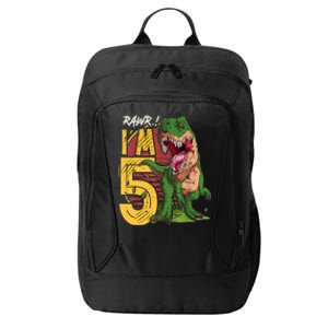 5 Year Old Gifts 5th Birthday Boy Rawr I'm 5 T Rex Dinosaur City Backpack