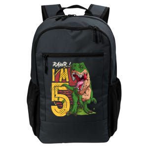 5 Year Old Gifts 5th Birthday Boy Rawr I'm 5 T Rex Dinosaur Daily Commute Backpack