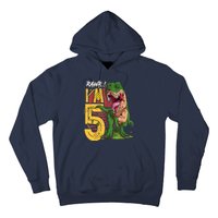 5 Year Old Gifts 5th Birthday Boy Rawr I'm 5 T Rex Dinosaur Hoodie