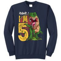 5 Year Old Gifts 5th Birthday Boy Rawr I'm 5 T Rex Dinosaur Sweatshirt