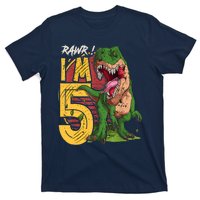 5 Year Old Gifts 5th Birthday Boy Rawr I'm 5 T Rex Dinosaur T-Shirt