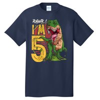 5 Year Old Gifts 5th Birthday Boy Rawr I'm 5 T Rex Dinosaur Tall T-Shirt