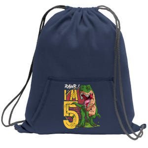 5 Year Old Gifts 5th Birthday Boy Rawr I'm 5 T Rex Dinosaur Sweatshirt Cinch Pack Bag