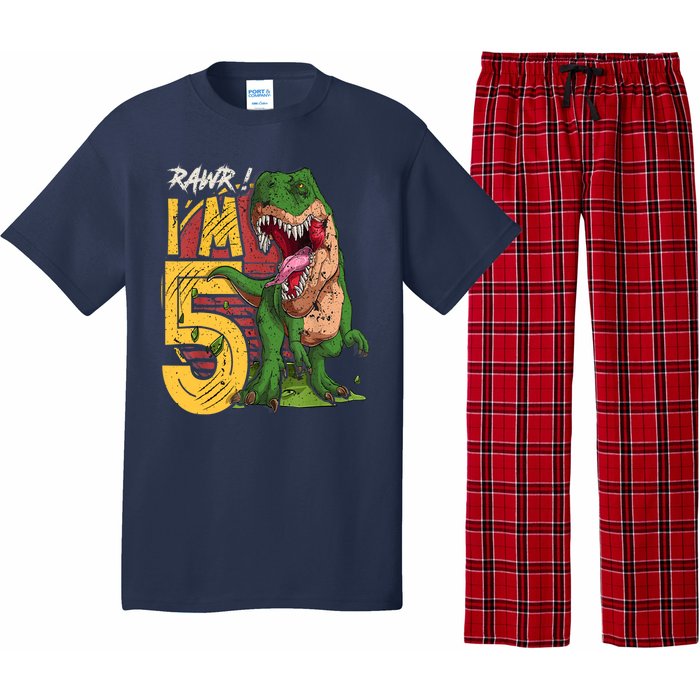 5 Year Old Gifts 5th Birthday Boy Rawr I'm 5 T Rex Dinosaur Pajama Set