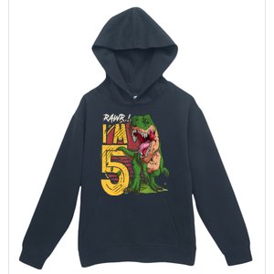 5 Year Old Gifts 5th Birthday Boy Rawr I'm 5 T Rex Dinosaur Urban Pullover Hoodie