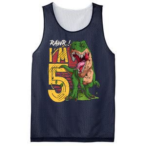 5 Year Old Gifts 5th Birthday Boy Rawr I'm 5 T Rex Dinosaur Mesh Reversible Basketball Jersey Tank