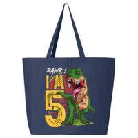 5 Year Old Gifts 5th Birthday Boy Rawr I'm 5 T Rex Dinosaur 25L Jumbo Tote