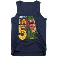 5 Year Old Gifts 5th Birthday Boy Rawr I'm 5 T Rex Dinosaur Tank Top