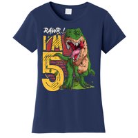 5 Year Old Gifts 5th Birthday Boy Rawr I'm 5 T Rex Dinosaur Women's T-Shirt