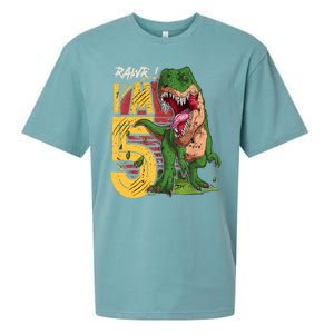 5 Year Old Gifts 5th Birthday Boy Rawr I'm 5 T Rex Dinosaur Sueded Cloud Jersey T-Shirt