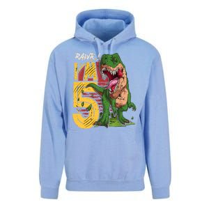 5 Year Old Gifts 5th Birthday Boy Rawr I'm 5 T Rex Dinosaur Unisex Surf Hoodie