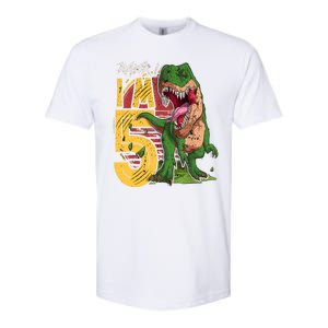 5 Year Old Gifts 5th Birthday Boy Rawr I'm 5 T Rex Dinosaur Softstyle CVC T-Shirt