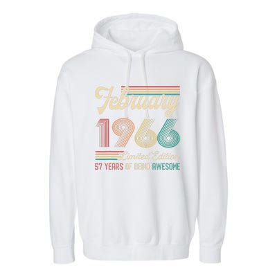 57 Years Old Gifts Vintage February 1966 57th Birthday Garment-Dyed Fleece Hoodie