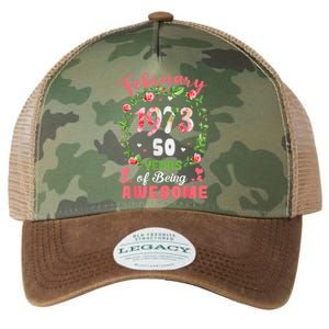 50 Years Old Made In February 1973 50th Flower Birthday Gift Legacy Tie Dye Trucker Hat