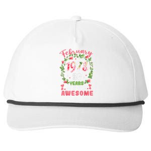 50 Years Old Made In February 1973 50th Flower Birthday Gift Snapback Five-Panel Rope Hat