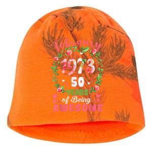 50 Years Old Made In February 1973 50th Flower Birthday Gift Kati - Camo Knit Beanie