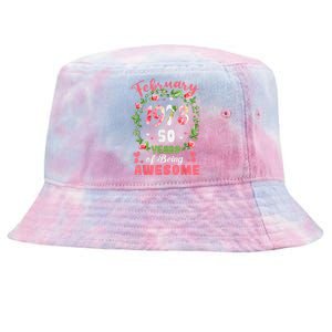 50 Years Old Made In February 1973 50th Flower Birthday Gift Tie-Dyed Bucket Hat