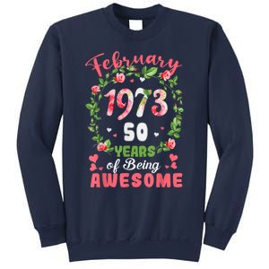 50 Years Old Made In February 1973 50th Flower Birthday Gift Sweatshirt