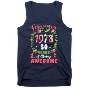 50 Years Old Made In February 1973 50th Flower Birthday Gift Tank Top