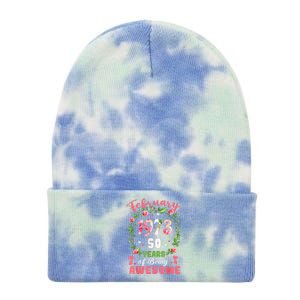 50 Years Old Made In February 1973 50th Flower Birthday Gift Tie Dye 12in Knit Beanie