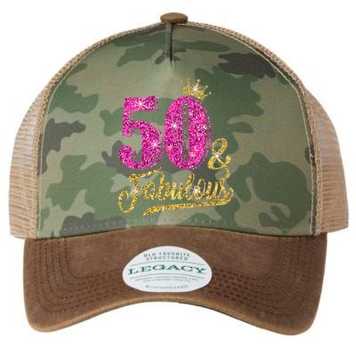 50 Years Old Gift 50 & Fabulous 50th Birthday Pink Crown Legacy Tie Dye Trucker Hat
