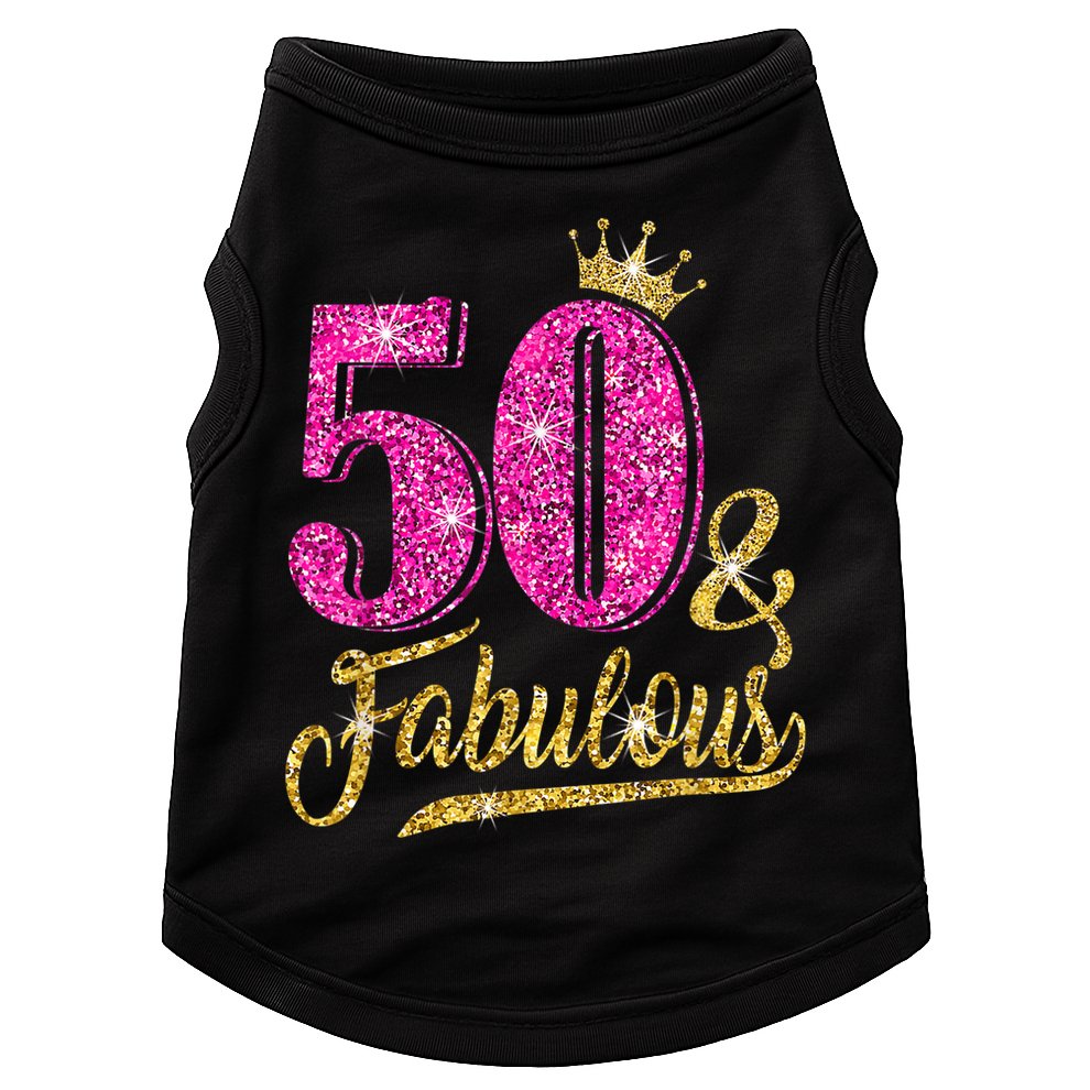 50 Years Old Gift 50 & Fabulous 50th Birthday Pink Crown Doggie Tank
