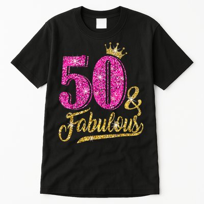 50 Years Old Gift 50 & Fabulous 50th Birthday Pink Crown Tall T-Shirt