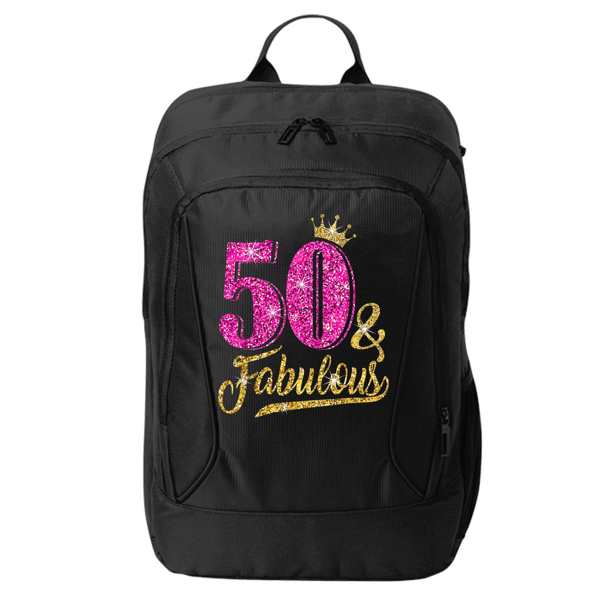 50 Years Old Gift 50 & Fabulous 50th Birthday Pink Crown City Backpack