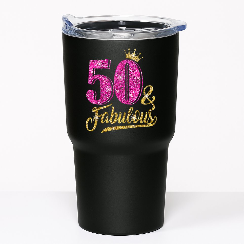 50 Years Old Gift 50 & Fabulous 50th Birthday Pink Crown Tumbler