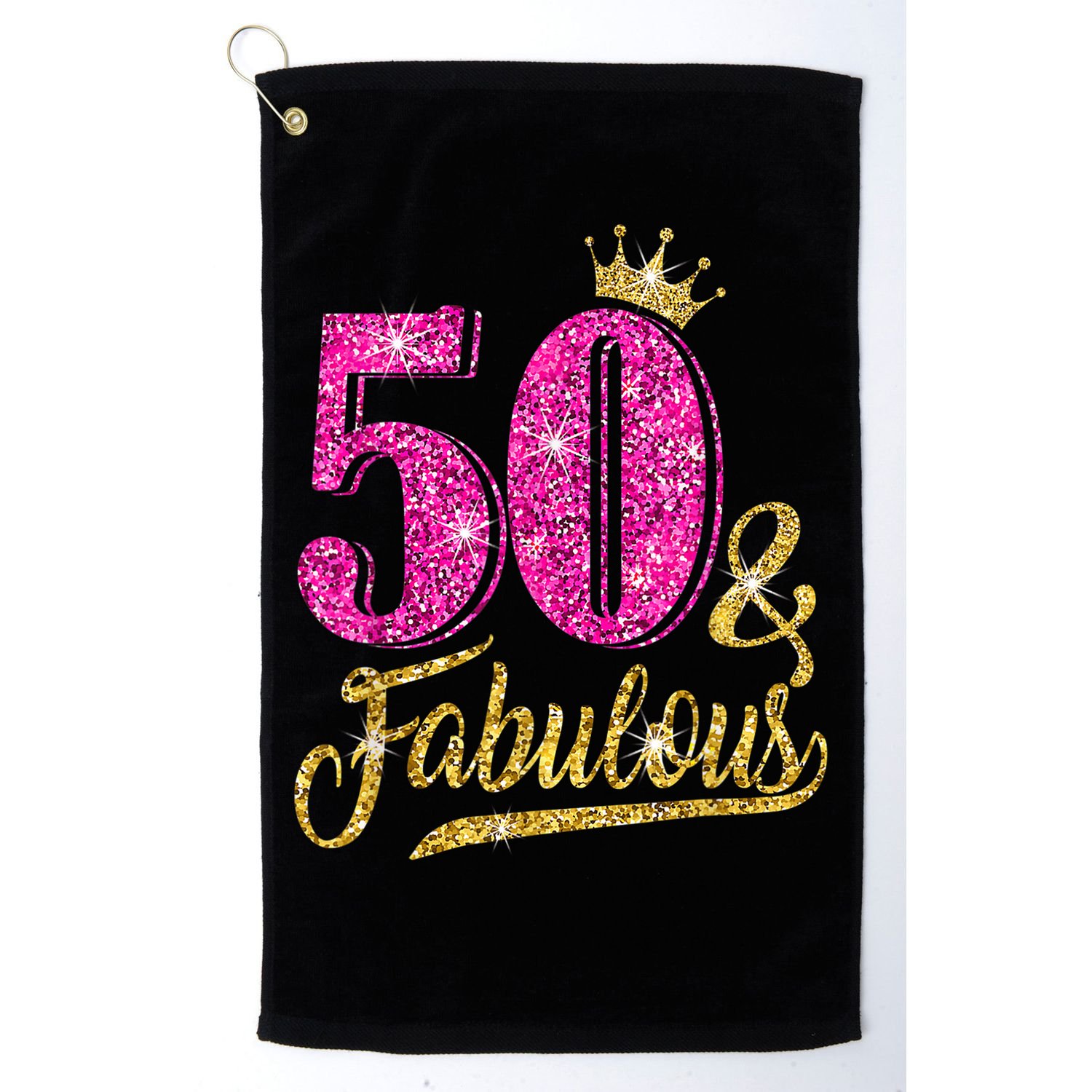 50 Years Old Gift 50 & Fabulous 50th Birthday Pink Crown Golf Towel