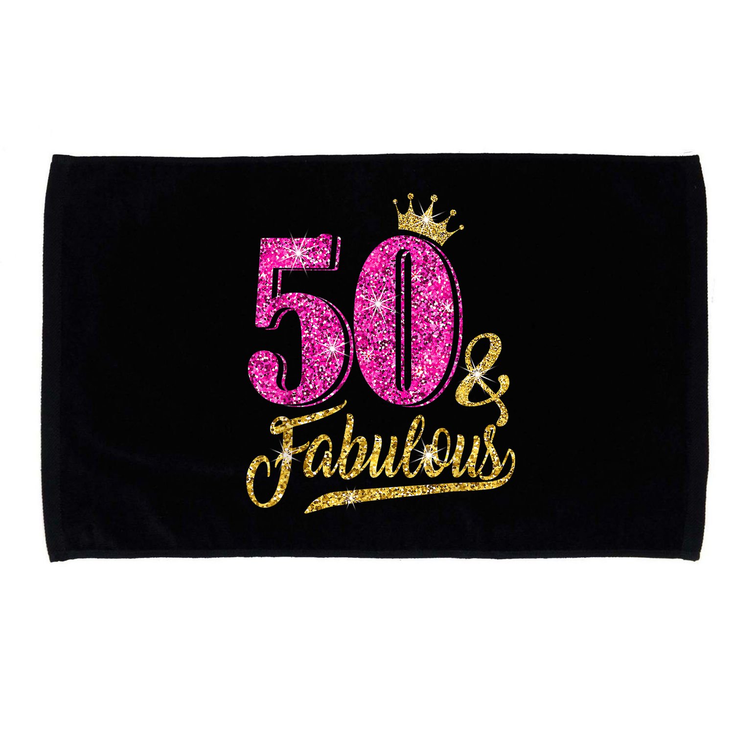 50 Years Old Gift 50 & Fabulous 50th Birthday Pink Crown Microfiber Hand Towel